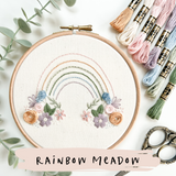 Rainbow Meadow Stitch Sampler Embroidery Pattern with Instructions || Digital Download