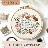 Always My Mum Embroidery Pattern with Instructions || Digital Download