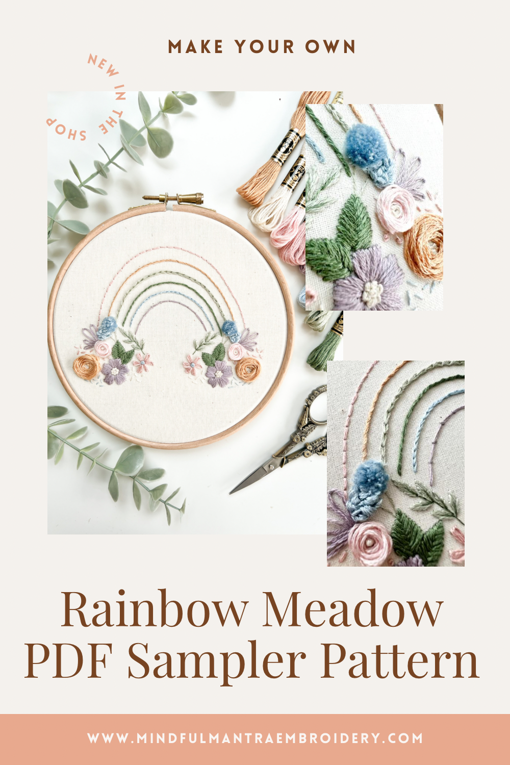 New PDF Embroidery Pattern and Kit : Rainbow Meadow
