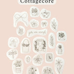 Cottagecore themed embroidery designs featuring flowers, a house, and positive messages on a soft background.