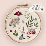PDF butterfly embroidery pattern featuring botanicals, florals and butterflies