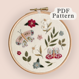 PDF butterfly embroidery pattern featuring botanicals, florals and butterflies