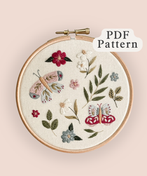 PDF butterfly embroidery pattern featuring botanicals, florals and butterflies
