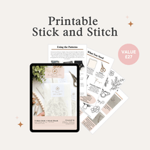 Printable Stick and Stitch kit with patterns and instructions for embroidery and stitching.