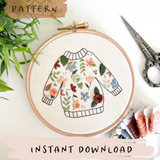 Embroidered Jumper Embroidery Pattern with Instructions || Digital Download