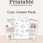 Printable embroidery designs for clothing in the Cosy Corner Pack from the Clothes Embroidery Kit.