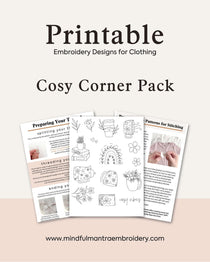 Printable embroidery designs for clothing in the Cosy Corner Pack from the Clothes Embroidery Kit.