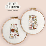 Floral-Filled Letters Embroidery Pattern - Single Letters