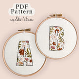 Floral-Filled Letters Embroidery Pattern Bundle