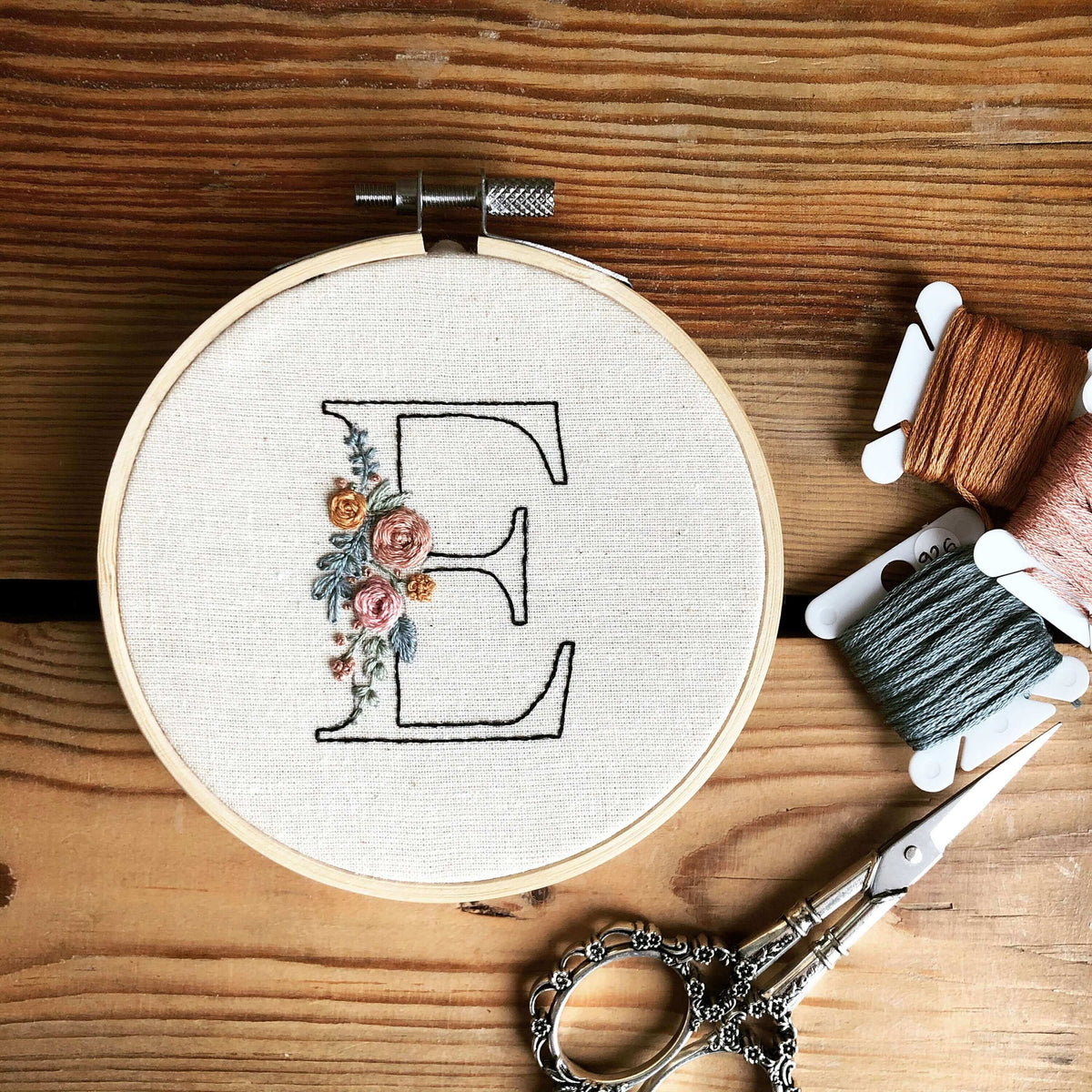 A-Z Embroidery Pattern | Floral Initials