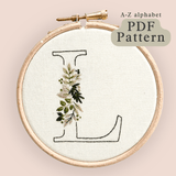Botanical Initial Embroidery Pattern (A-Z)