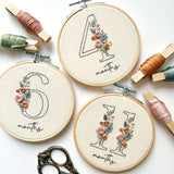 Floral Letters + Numbers Embroidery Pattern Bundle