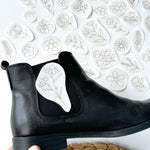  Floral embroidery designs with an example of how they can be embroidered onto Chelsea Boots