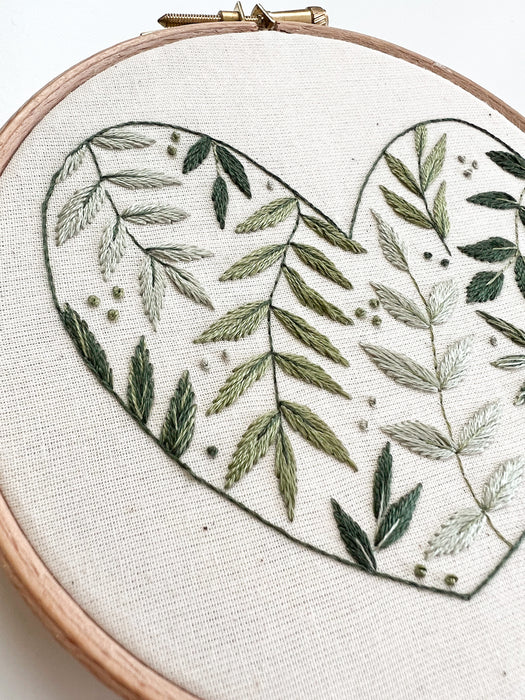 Botanical Heart Embroidery Pattern with Instructions || Digital Download