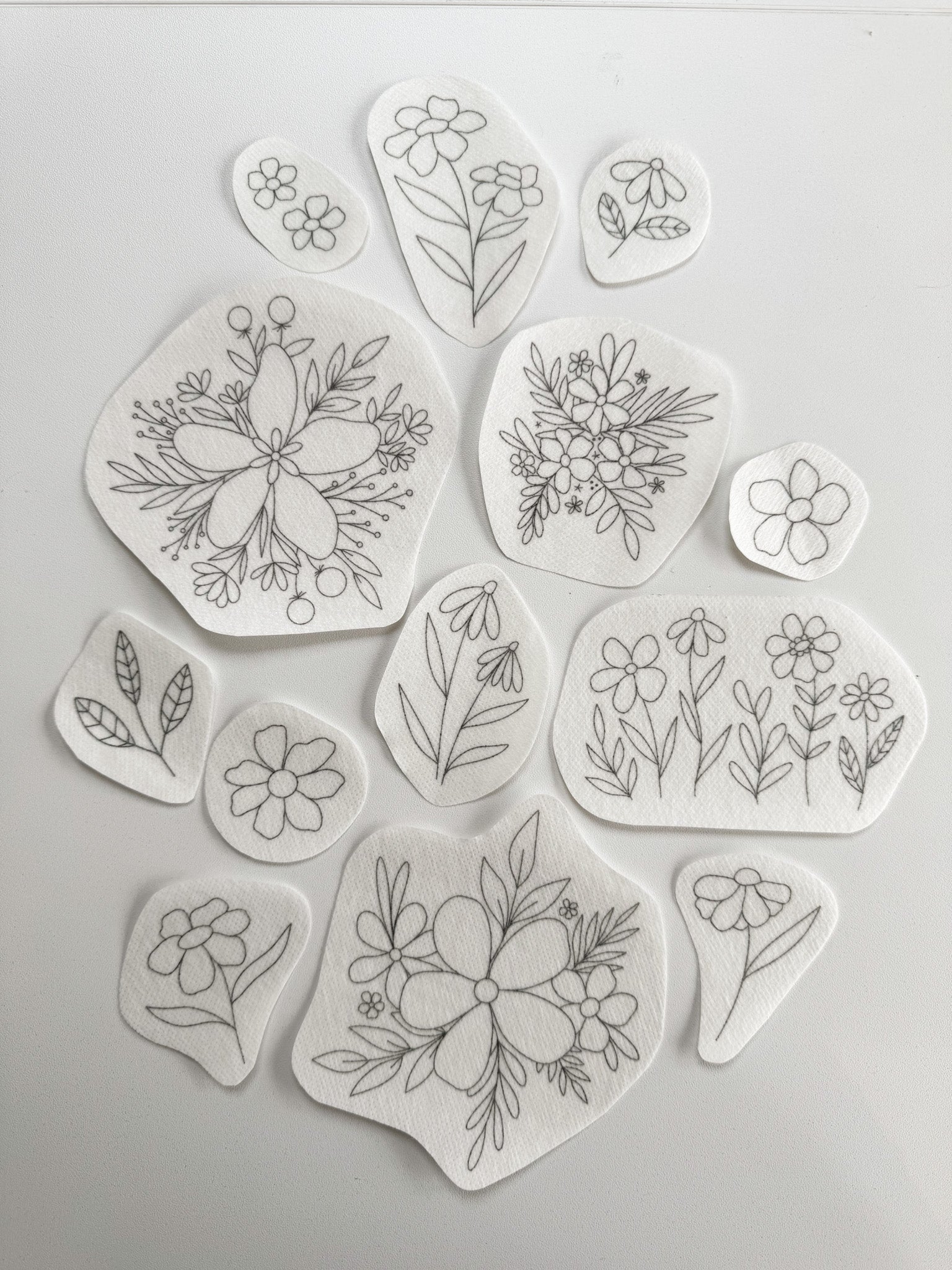 A collection of floral stick and stitch embroidery patterns