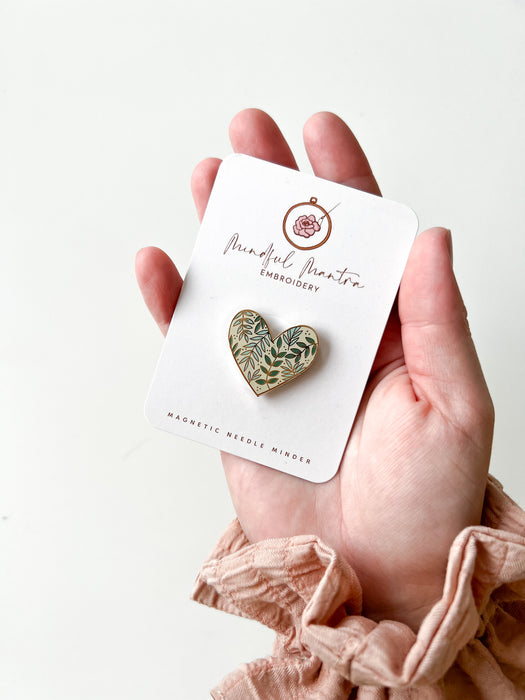 Magnetic Needle Minder - Botanical Heart– Mindful Mantra Embroidery