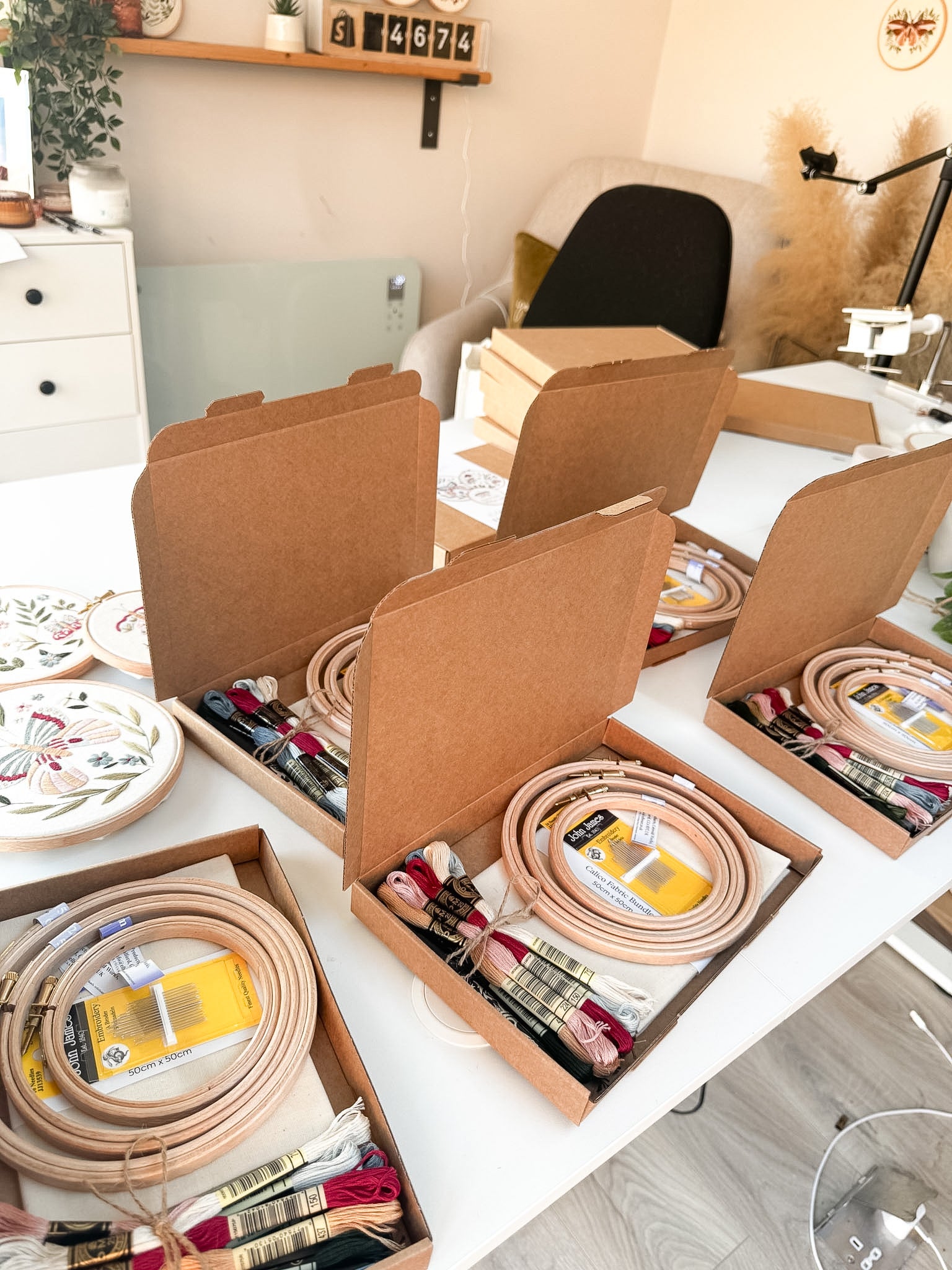 butterfly embroidery kits on a table