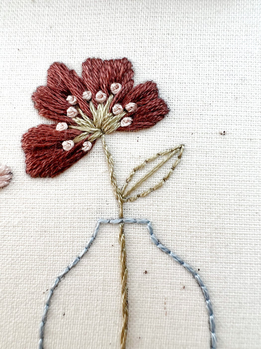 Trio of Flowers Embroidery Kit with Instructions
