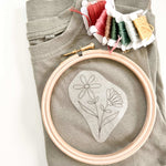Clothes Embroidery Kit with embroidery hoop, threads, and a designed t-shirt for creative upcycling.