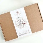 An embroidery kit in a box