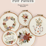 Pastel Petals Embroidery Pattern Bundle