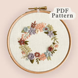 Pastel Wreath Embroidery Pattern