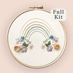 The rainbow embroidery pattern with a floral base