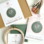 The summer harvest embroidery kit laid out on a flat surface