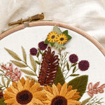 A magnetic needle minder on an embroidery hoop