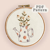 Watering Wildflowers Embroidery Pattern