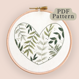 Botanical Heart Embroidery Pattern