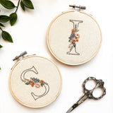 Floral Initial Embroidery Kit with Instructions