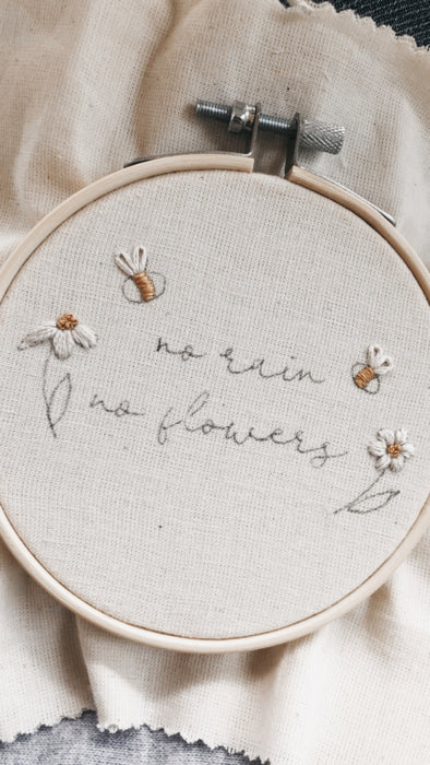 No Rain No Flowers Embroidery Pattern with Instructions || Digital Download