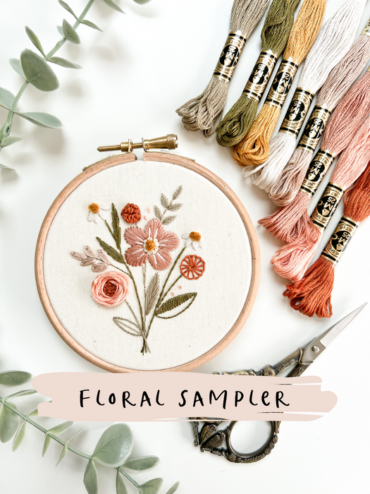 Floral Stitch Sampler Embroidery Pattern with Instructions || Digital Download