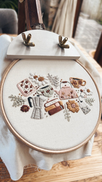 Tea, Coffee, Books and Flowers Embroidery Pattern with Instructions || Digital Download