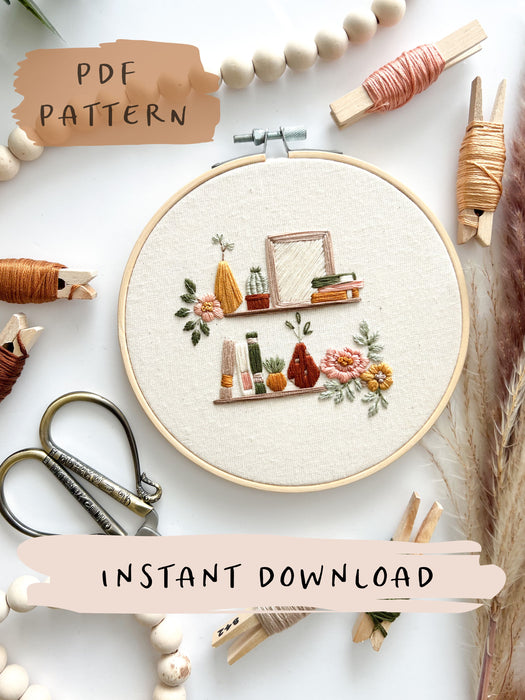 Boho Shelf Embroidery Pattern with Instructions || Digital Download