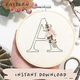 Christmas Initials Embroidery Patterns with YouTube Tutorial || Digital Download
