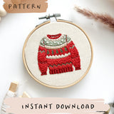 Christmas Jumper Embroidery Pattern with Instructions || Digital Download