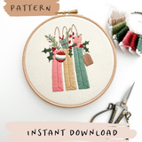 Christmas Shopping Embroidery Pattern with Instructions || Digital Download