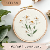 Wild Daisy Embroidery Pattern with Instructions || Digital Download