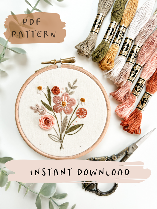 Floral Stitch Sampler Embroidery Pattern with Instructions || Digital Download