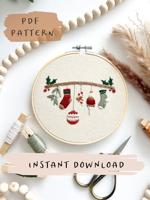 Deck the Halls Embroidery Pattern with Instructions || Digital Download