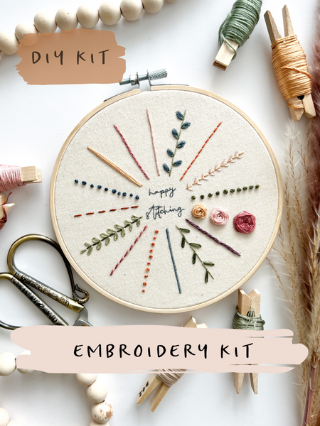 Floral Initial Embroidery Kit with Instructions– Mindful Mantra