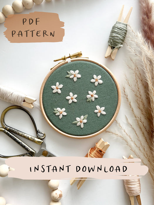 A Field of Daisies Embroidery Pattern with Instructions || Digital Download