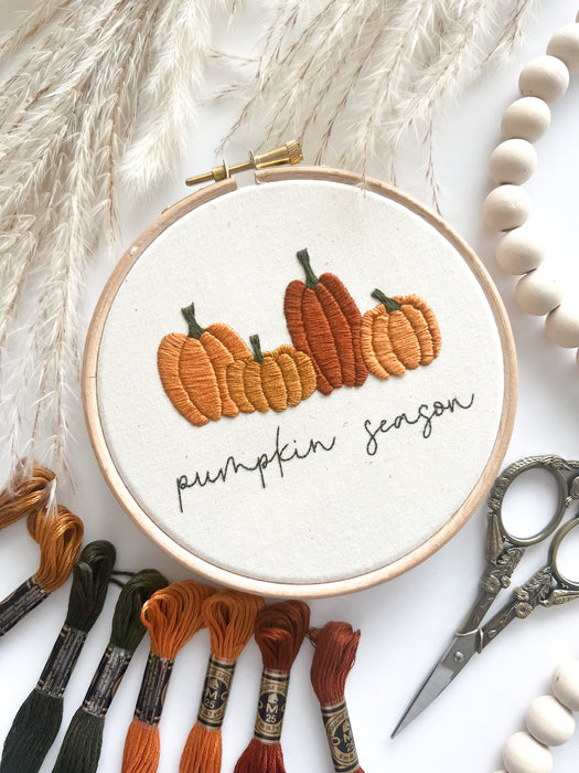Pumpkin Season Embroidery Pattern with Instructions || Digital Download