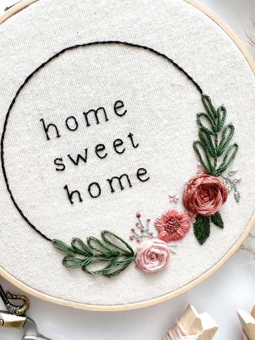 Home Sweet Home Embroidery Pattern with Instructions || Digital Download