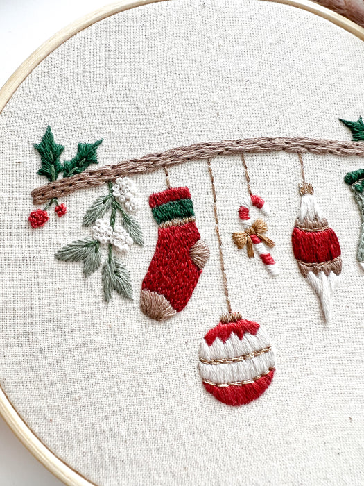 Deck the Halls Embroidery Pattern with Instructions || Digital Download