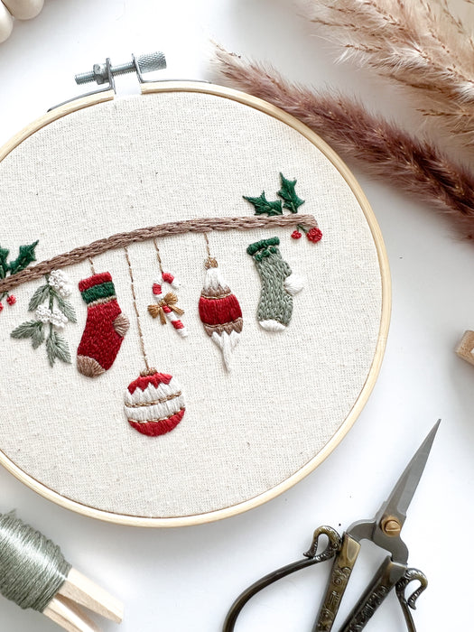 Deck the Halls Embroidery Pattern with Instructions || Digital Download