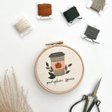 Pumpkin Spice Embroidery Pattern with Instructions || Digital Download