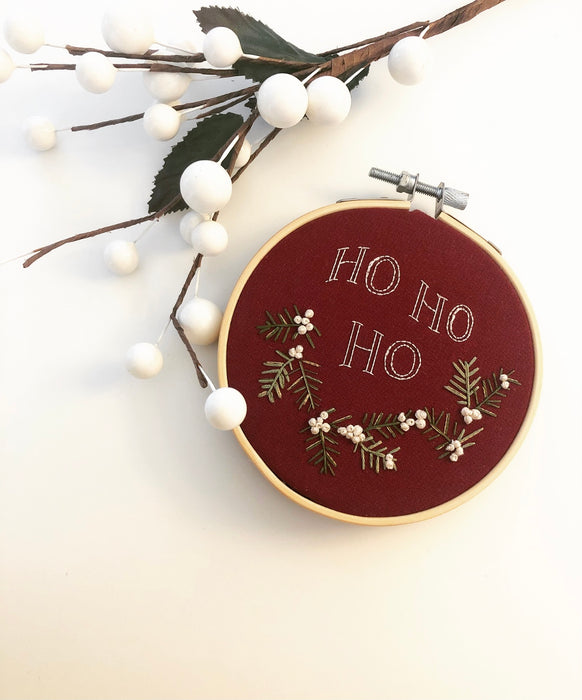 Ho Ho Holly Embroidery Pattern with Instructions || Digital Download